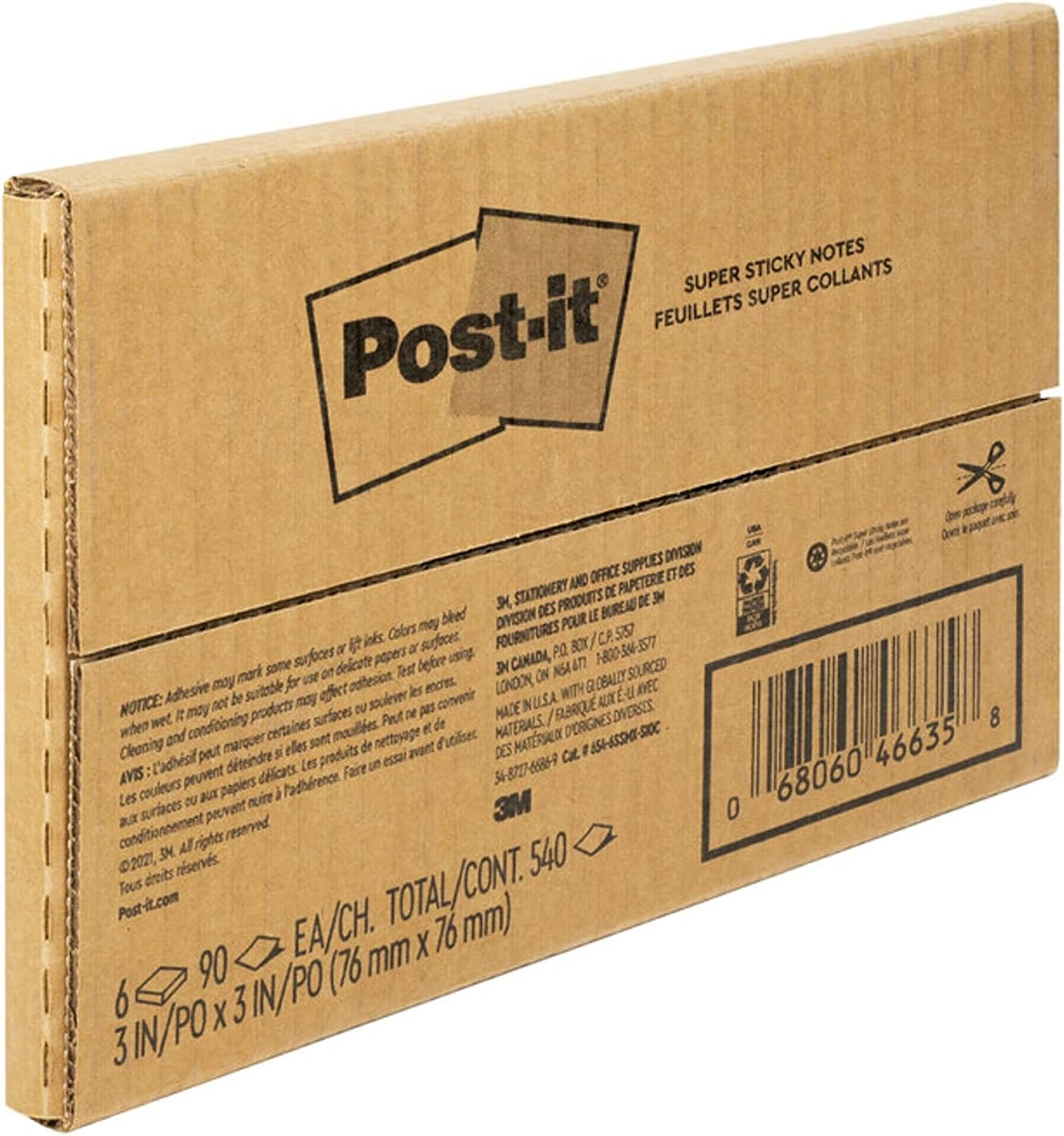 Post-it Super Sticky Notes, 3x3 in, 6 Pads/Pack, 90 Sheets/Pad, Amazon Exclusive Bright Color Collection, Aqua Splash, Acid Lime, Tropical Pink, Sunnyside, Guava and Iris Infusion