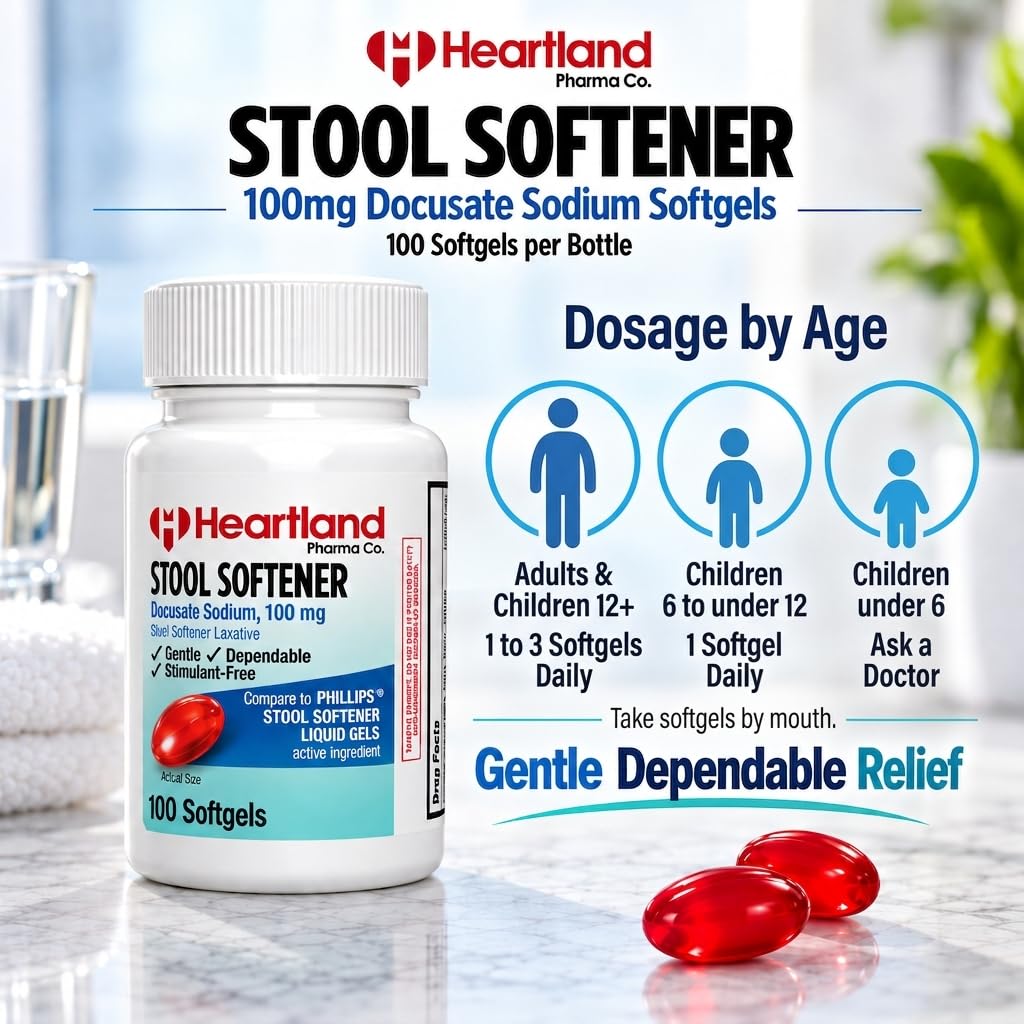 Docusate Sodium 100mg Softgels | Laxatives Stool Softener, Regular Strength | Gentle, Dependable & Stimulant-Free | 100 Count Bottle — Amazon image 7