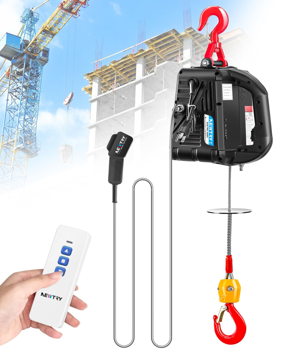 NEWTRY 3 in 1 Electric Hoist Winch 440lb - material handling | Mubboo