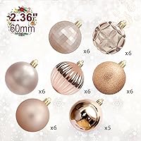 Vista 2 de 41ct Bolas grandes de Navidad inastillables colgantes decoraciones para árbol de Navidad (champán, 2.36"/60mm)