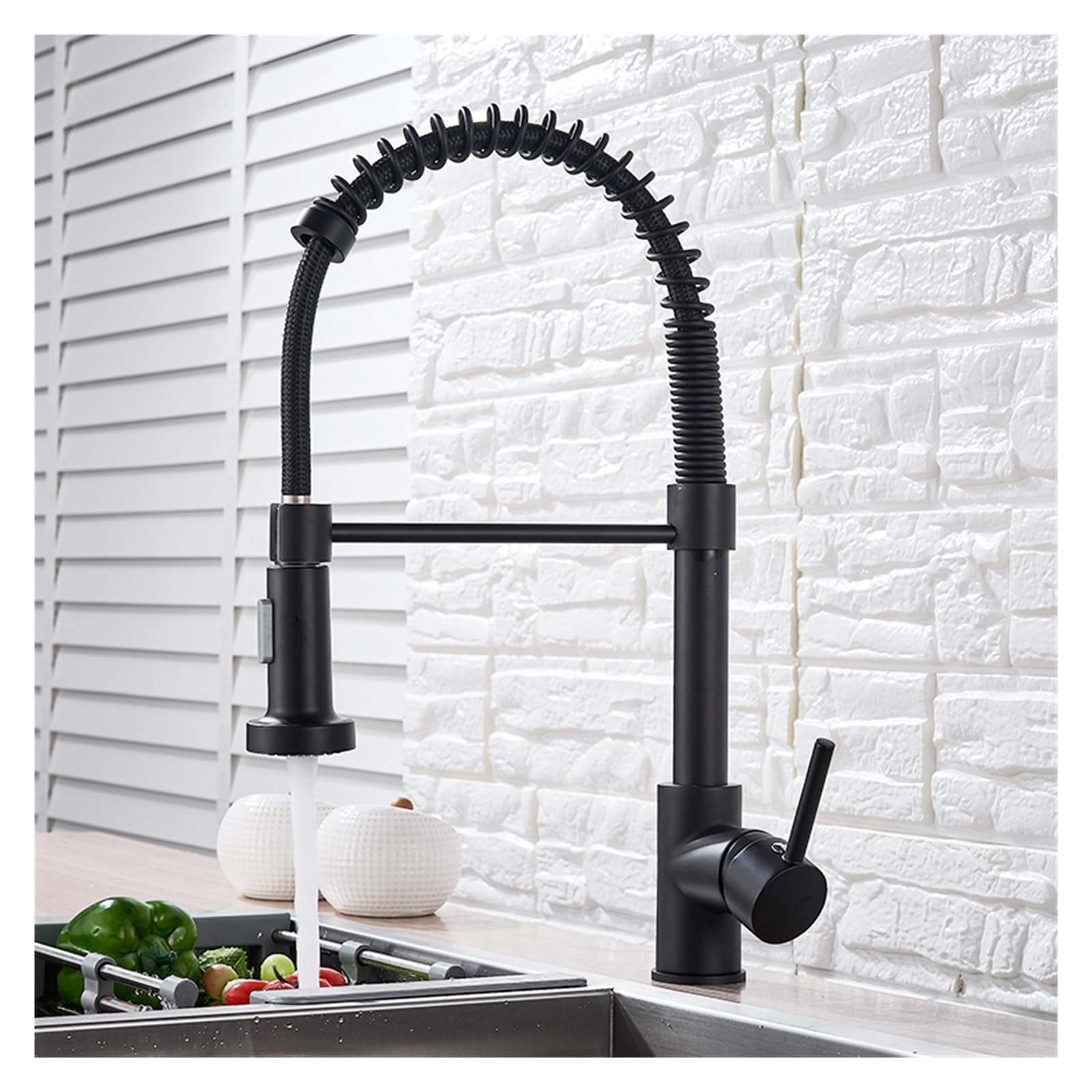 Matte Black Kitchen Sink Faucet Pull Down Kitchen Faucet Single