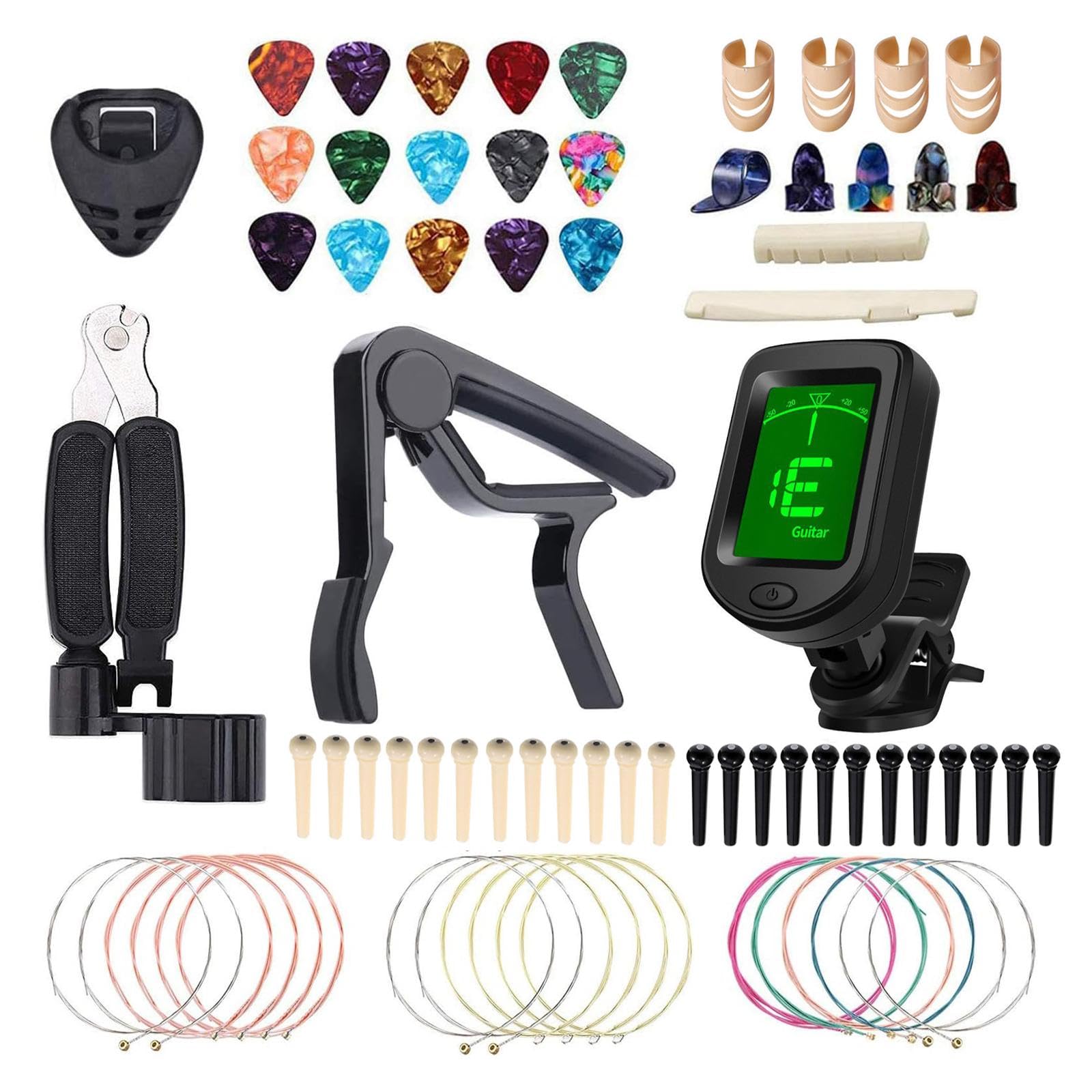 rockible Gitarren Zubehör Set, E Gitarren Teile, Werkzeug, Gitarren Stimmgerät, Leichtes Ersatzzubehör