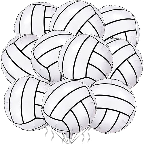 10 Pack 18 Inch Volleyball Foil Balloons Helium Metallic Mylar Balloons for Birthday Party Sports Theme World Cup Party Decorations