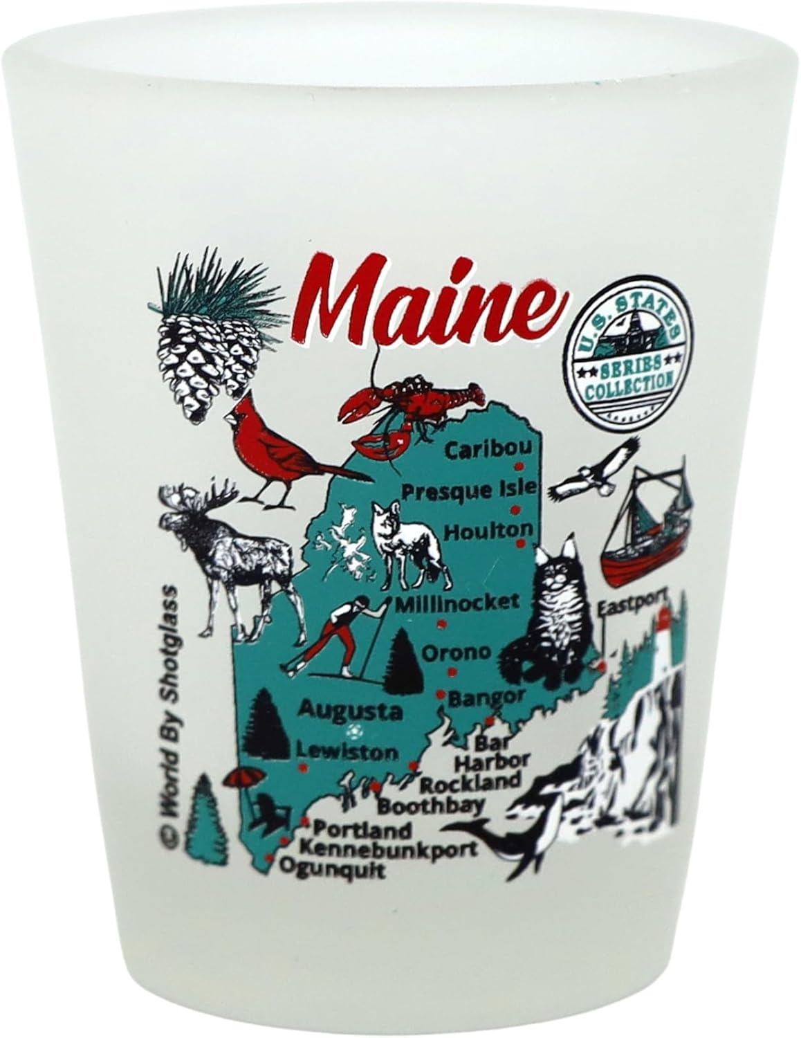 World By Shotglass United States USA New England States Souvenir Boxed Shot Glass Set (Set of 6)