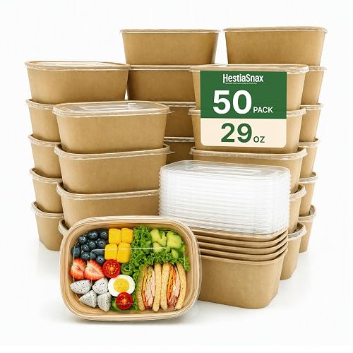 50 Pack 29oz Disposable Meal Prep Containers with Lids, Large