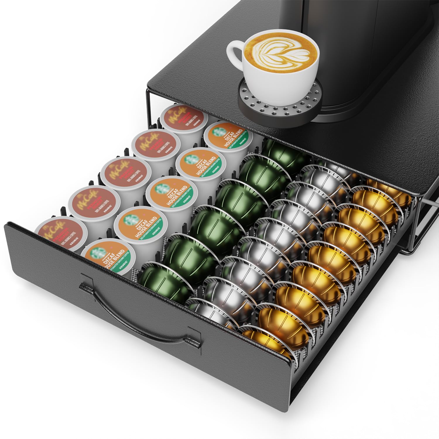 Photo 1 of HFHOME Coffee Pod Holder Drawer for Nespresso VertuoLine - Black Metal