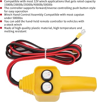 Winch Controller, Yctze Winch Controller 4.3ft Wired Winch Control Handle 12V Push Button Style Winch Wired Controller Hand Control Assembly for Capstan 1500lbs5000lbs