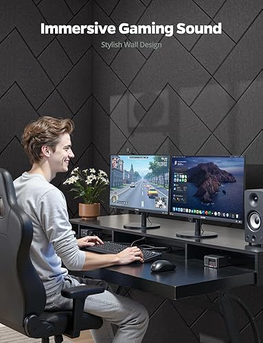 Miniatura 5 de Blcak - Paneles de pared acústicos decorativos insonorizados para habitación, paquete de 12 azulejos autoadhesivos de absorción de sonido y