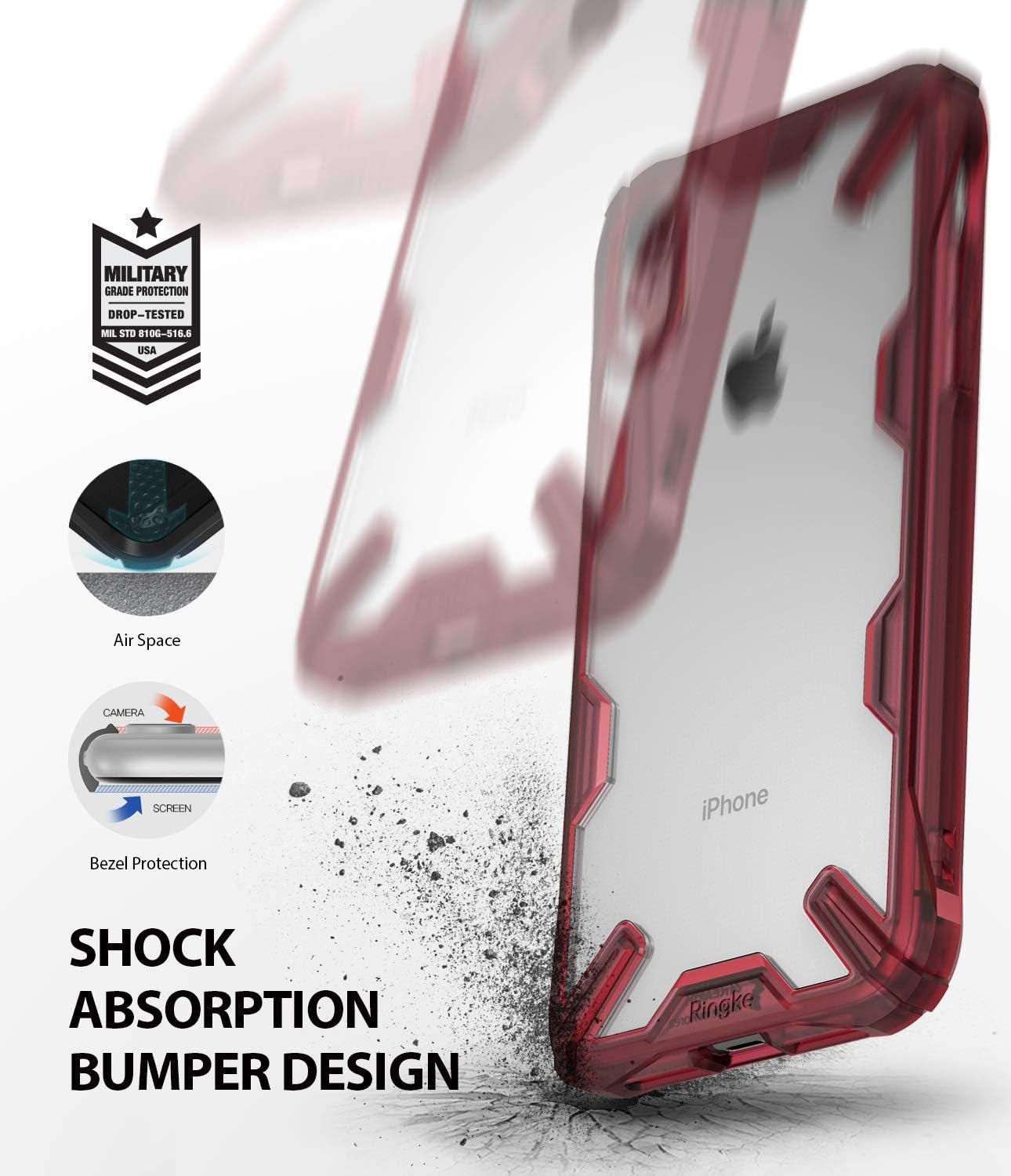 Ringke Fusion X Designed for iPhone XR Case PC TPU Rugged Protective Phone Case Cover for iPhone 10R (6.1") (2018) - Ruby Red