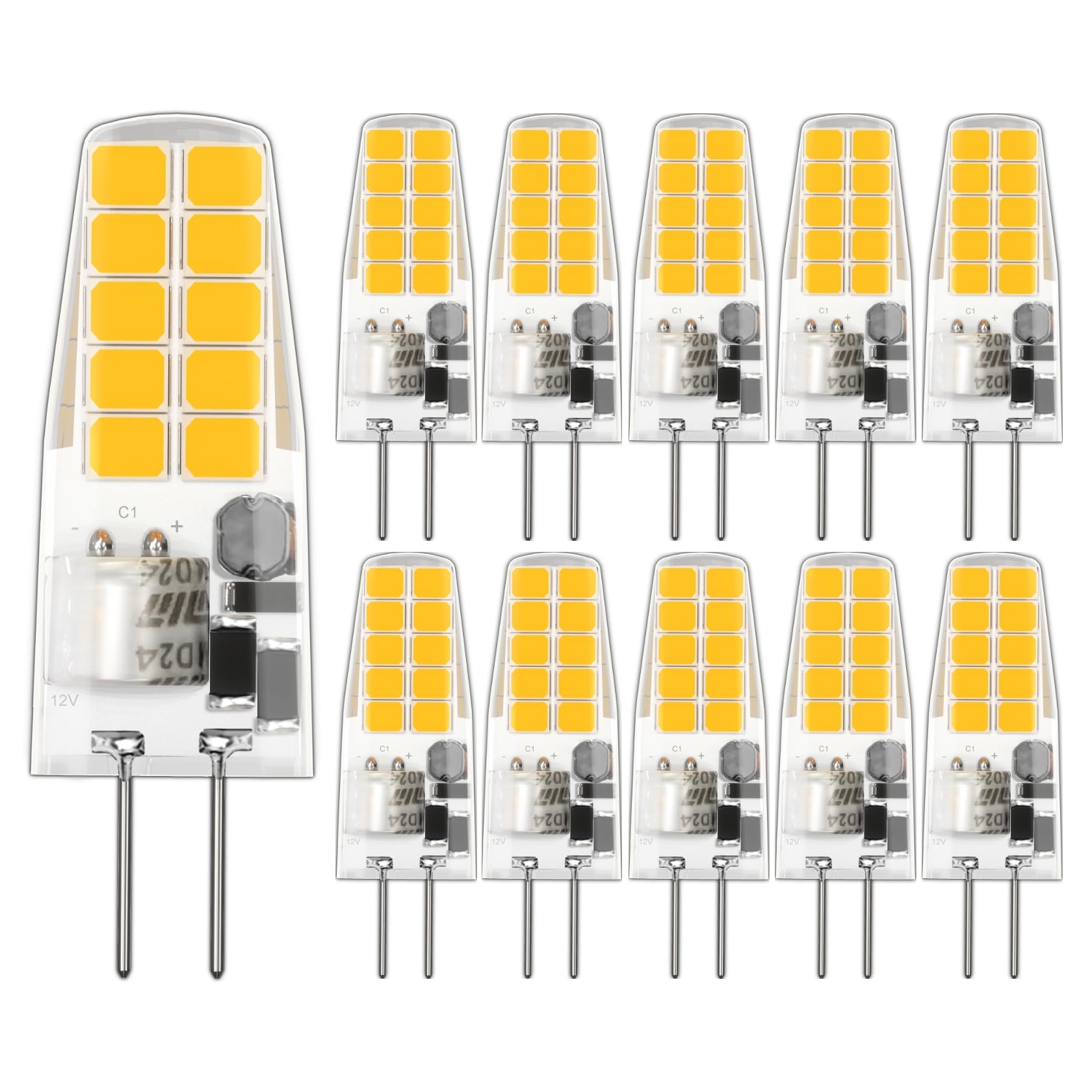 LUTW G4 LED Neutralweiß, AC/DC 12V 2W G4 LED Lampen Ersetzt für 20W Halogenlampen, 4000K 200LM Stiftsockellampe G 4 Glühbirnen, Nicht Dimmbar, Kein Flackern, 10er Pack