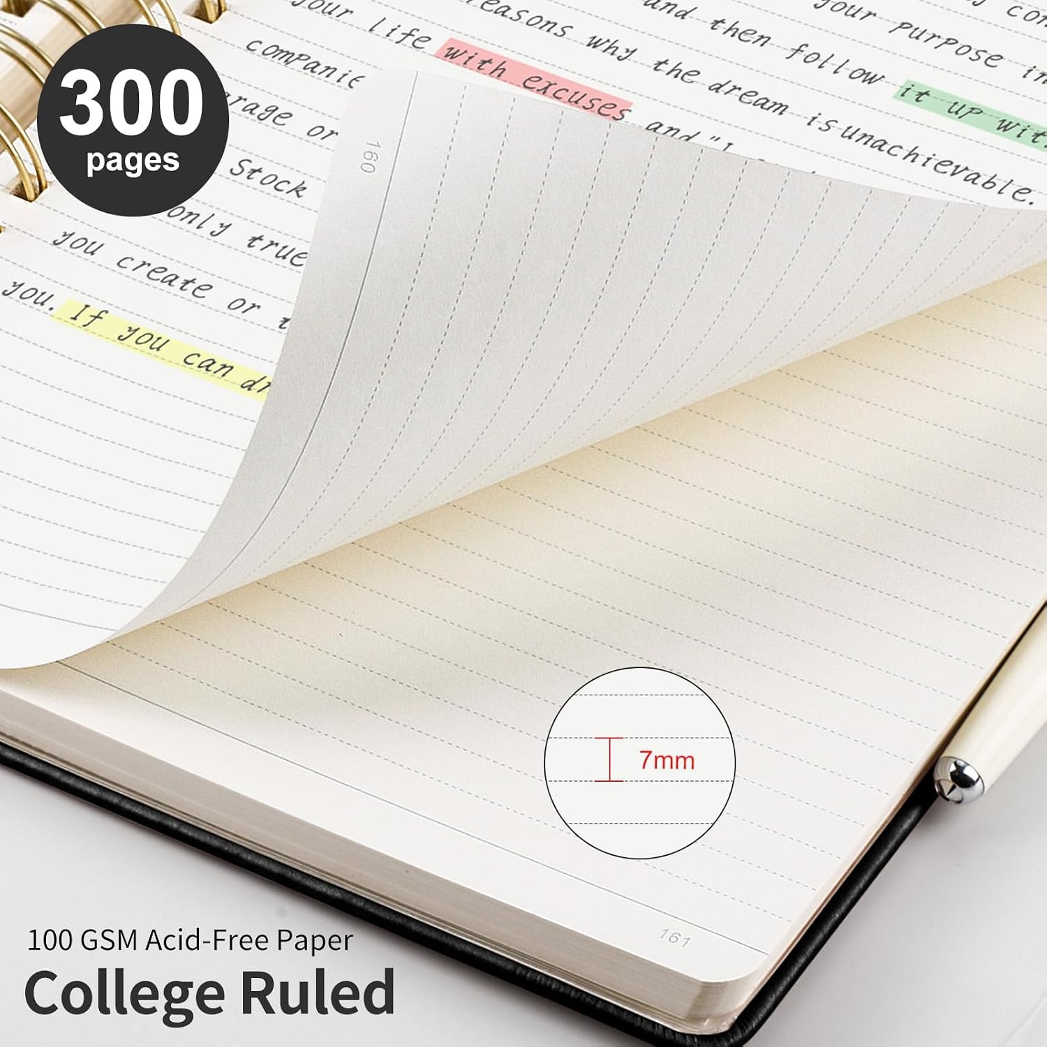 EMSHOI Lined Spiral Journal Notebook, 300 Numbered Pages, A5 (5.7"x8.2") image 4