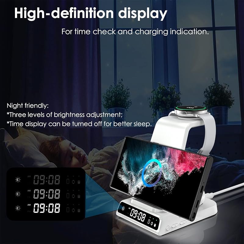 leQuiven 3 az 1-ben vezeték nélküli töltőállomás Samsung S25/S24/S23 és Galaxy Watch 8/Buds3 készülékekhez