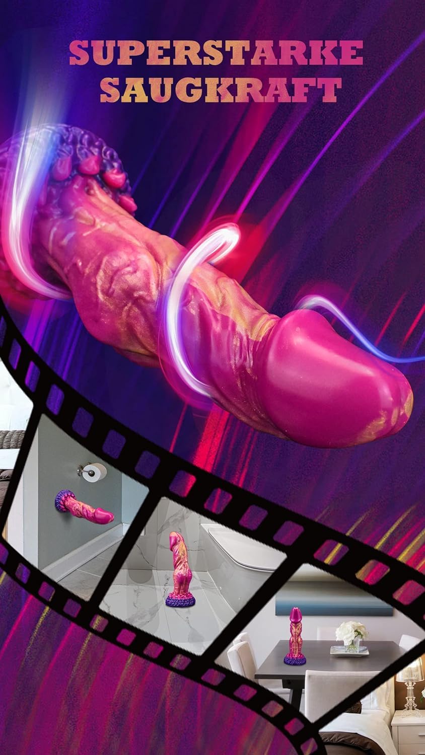 Dildo Realistico con Forte Ventosa, Vibratore Anale da 22 Cm, in Silicone Brillante, Vibratore Mostruoso, Replica Morbida del Pene con Nodo Spesso, Giocattolo Sessuale per Donne E Uomini