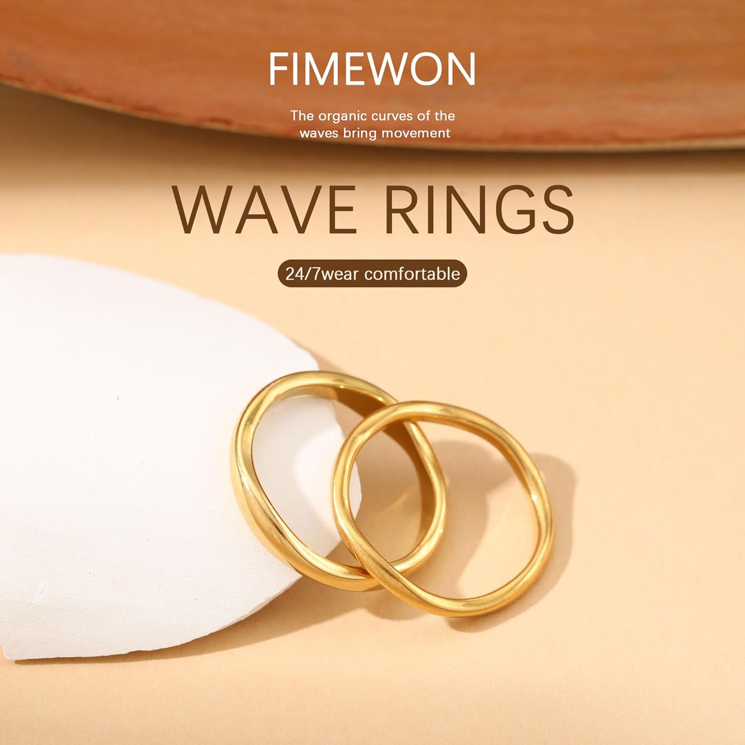 Gold Rings for Women Non Tarnish 14K Gold Plated Stackable Ring Set Simple Trendy Wave Rings Birthday Gifts for Mom Waterproof Gold Jewelry Size 5-10 - Image 5