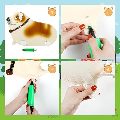 Miniatura 6 de Decoraciones de fiesta de cumpleaños con temática de cachorros – 6 globos de perro que camina animales para suministros de decoración de fiesta de
