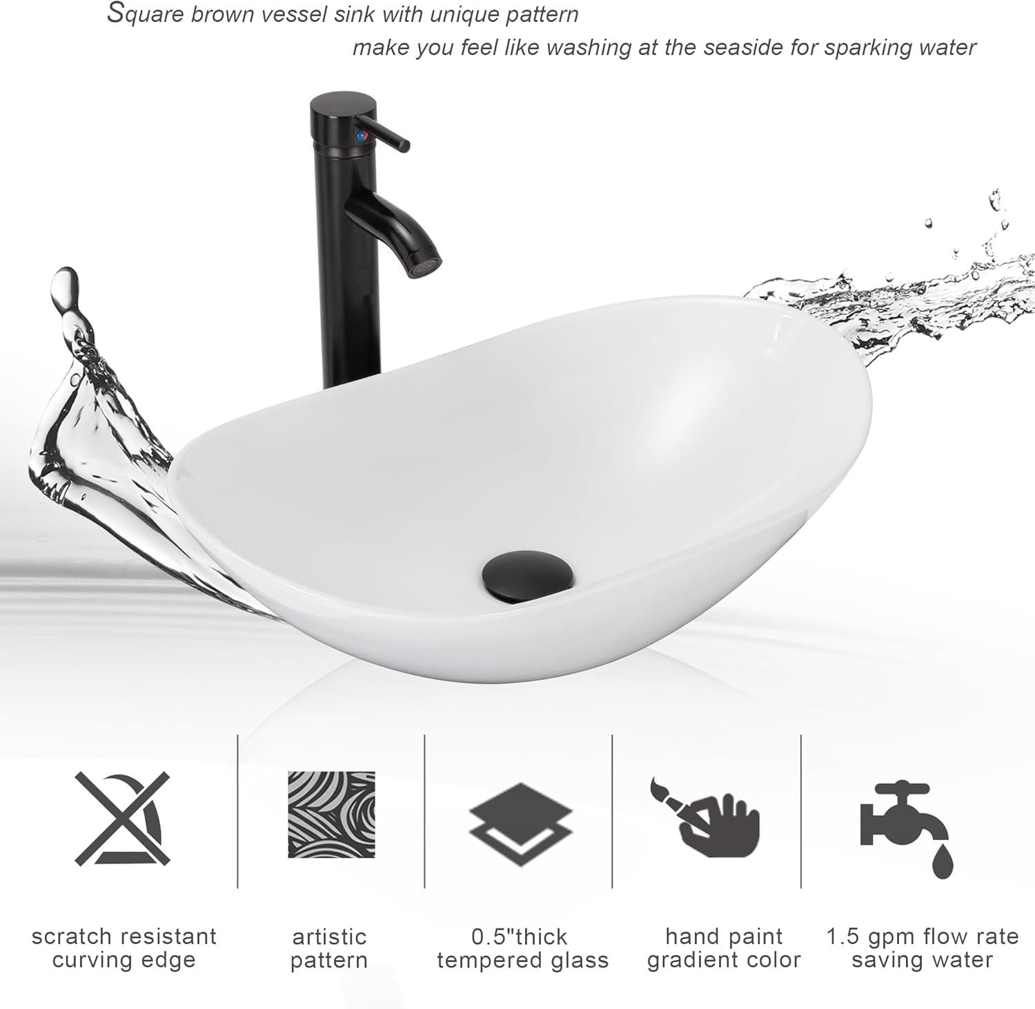 UEV 48" White Bathroom Vanity with Sink Combo, Modern Style, 2 Bathroom Storage Side Cabinets, Soft-closing Door, Waterproof Corners, Freestanding, Requires Self-Assembly