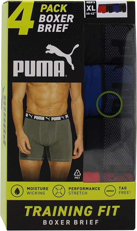 PUMA Men's 4-Pack Training Fit Performance Boxer Briefs