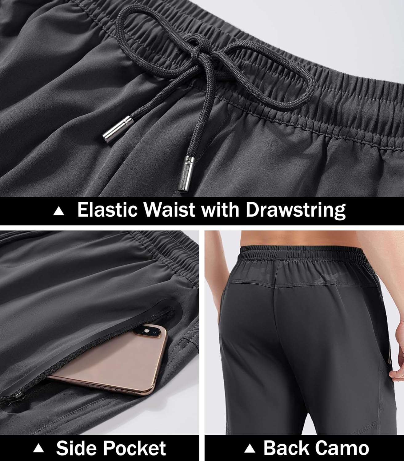 MAGNIVIT Mens Sweatpants with Zipper Pockets Athletic Track Joggers for Men Lightweight Quick-Dry Stretchy Pants for Men - Image 5