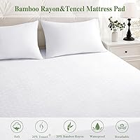 Vista 2 de Protector de Colchón California King, Funda de Colchón Impermeable Lavable de Rayón, Cubierta de Colchón Transpirable Silenciosa, Protector de Cama