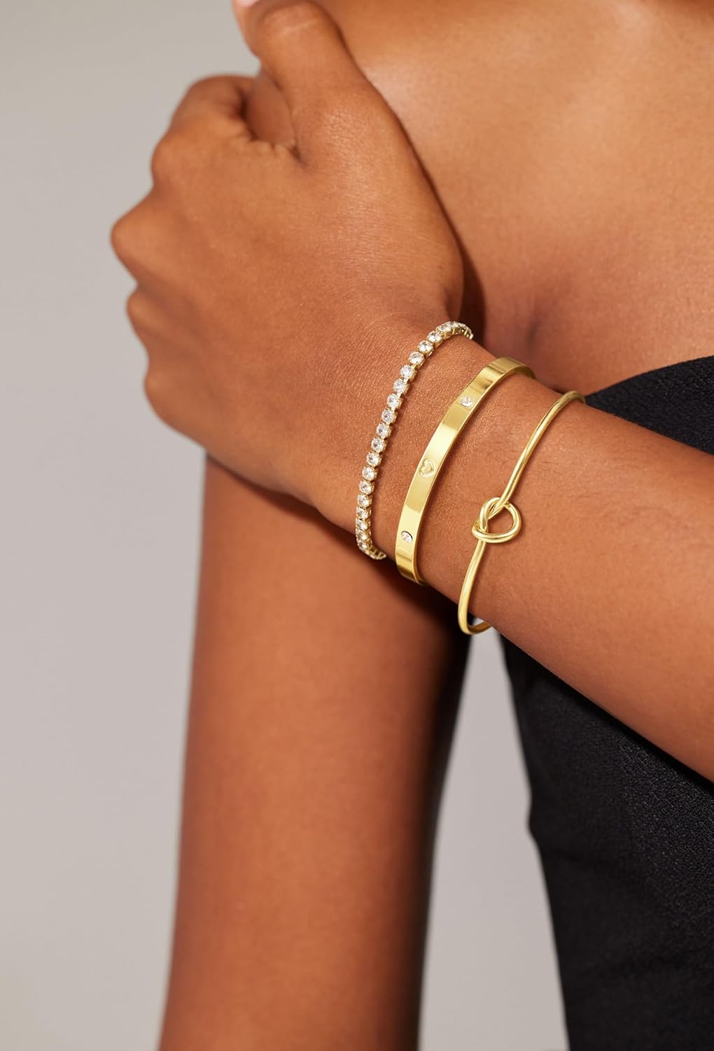 Gold Bangle Bracelets for Women, Non Tarnish Dainty 14K Gold Plated Cuff Bracelets Stackable for Women,Waterproof Bracelet Stack Gold Jewelry Gifts Trendy Adjustable Accessories - Image 4