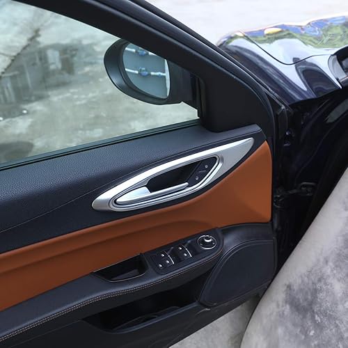 Miniatura 4 de CHEYA Adhesivo de plástico ABS para manija de puerta interior de automóvil para Alfa Romeo Giulia 2017-2020 Accesorios de automóvil (cromo)