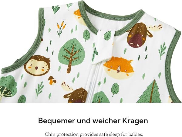 Chilsuessy Baby Schlafsack mit Füßen 2er Pack 1.5 Tog Kinder Ganzjahres Schlafsack 100% Baumwolle Baby Schlafsack mit Beinen, 1.5 Tog/Grün + Wald Tiere, 80cm/Baby Höhe 85-95cm - 4