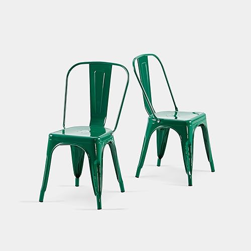 AC Pacific 18 Inch Seat Height Industrial Metal Dining Chairs,