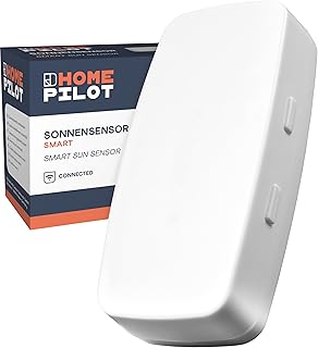 HOMEPILOT Sonnensensor smart, Funksensor zur automatischen Rollladensteuerung nach Helligkeit z.B. bei Sonnenschein, Dämmerung (Smart Home App u. Erschütterungsmelder via Gateway premium möglich)