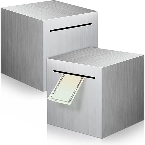 Zopeal 2 alcancías para adultos que deben romperse para abrir, caja de ahorro de dinero de acero inoxidable para adultos y niños, caja de ahorros no