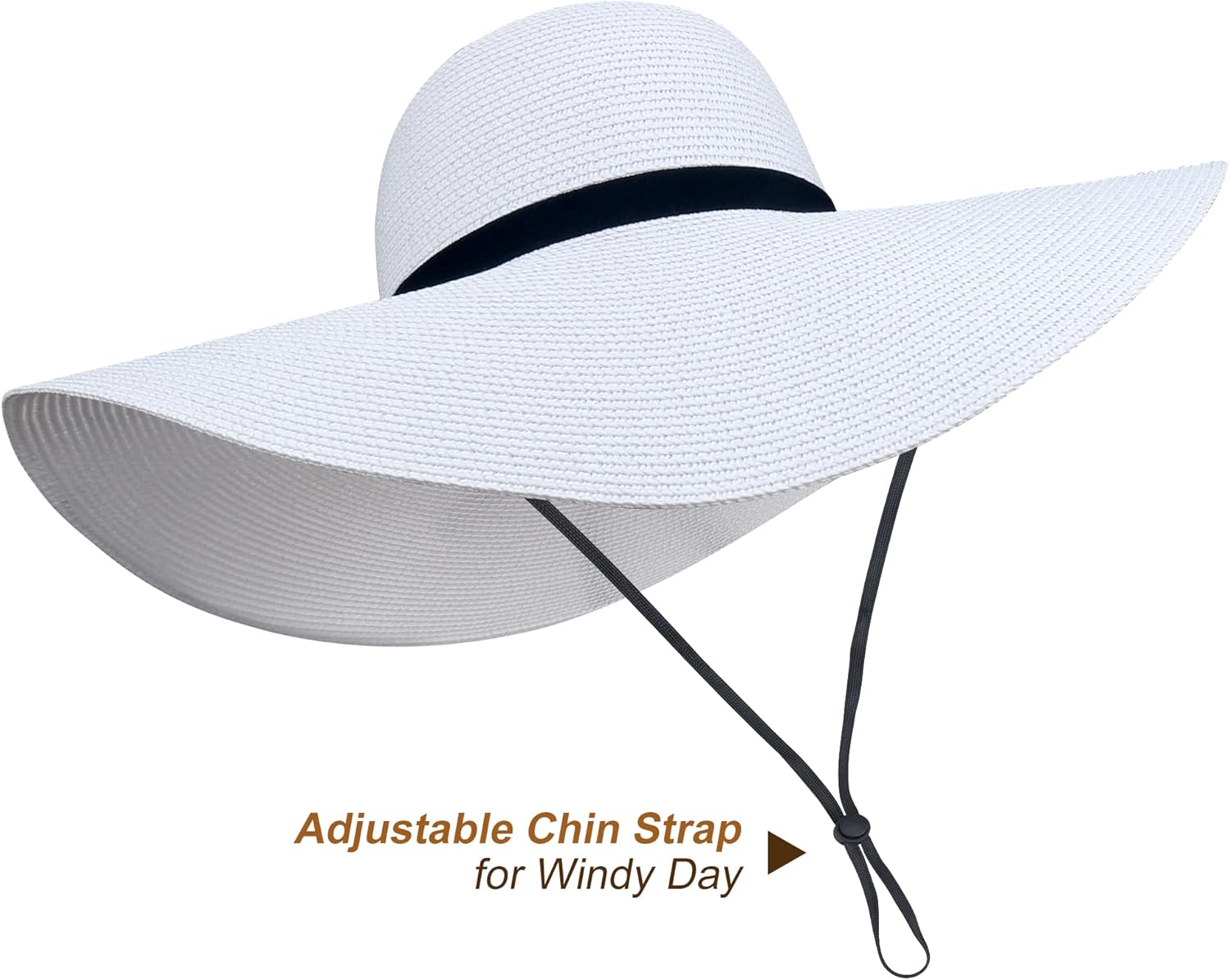 Naivlizer Women Wide Brim Sun Hat UPF50 Straw Summer Hat Floppy Beach Hat Roll-Up - Image 3