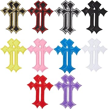 20 Pieces Cross Patches Iron On Embroidered Applique Decorative Patch