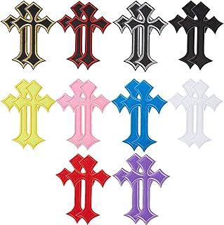 20 Pieces Cross Patches Iron On Embroidered Patch Vintage Cross Applique Decorative Personalized Sew On Patches for Clothes DIY Jackets Shirts Hats Backpacks Jeans (Multicolor)