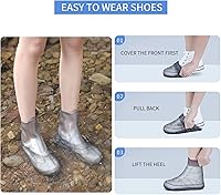 Vista 7 de Fundas para zapatos impermeables, reutilizables, plegables, botas de lluvia, antideslizantes, con suela de goma, protectores para limpieza, camping