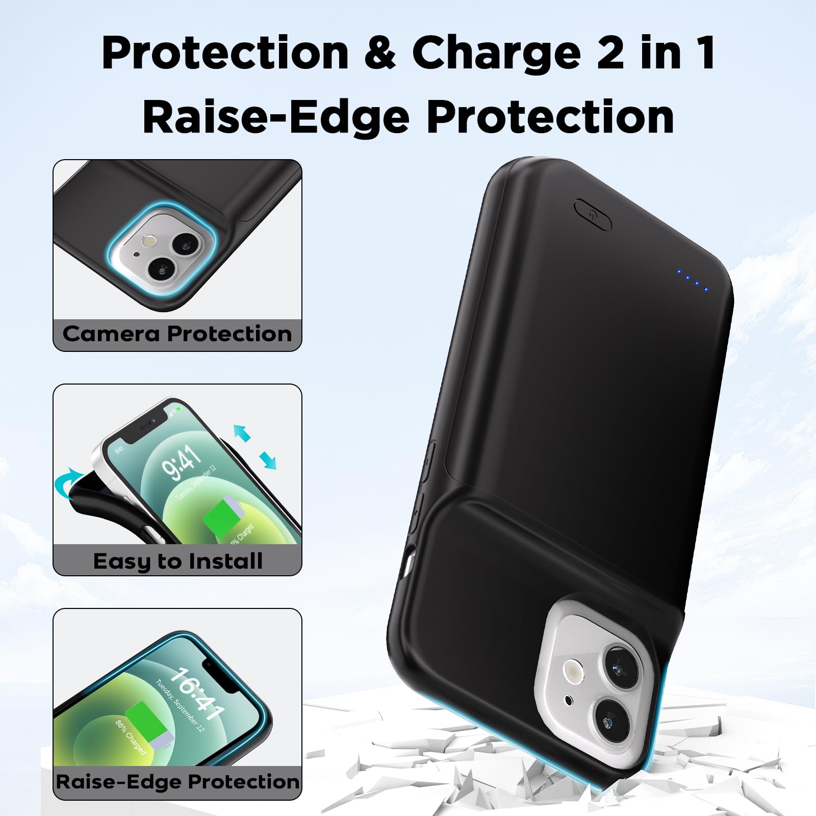 LCLEBM Akku Hülle IPhone 16 Pro - 7000mAh Backup Case Mit Ladefunktion