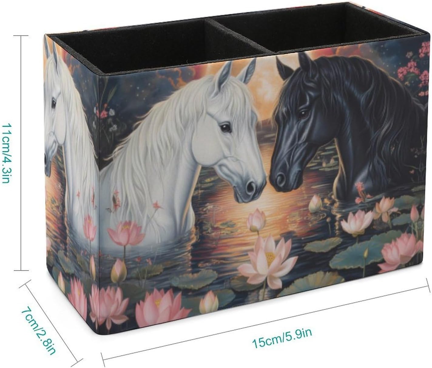 Horse Pencil Pen Holder PU Leather Desk Storage Organizer Makeup Brush Box