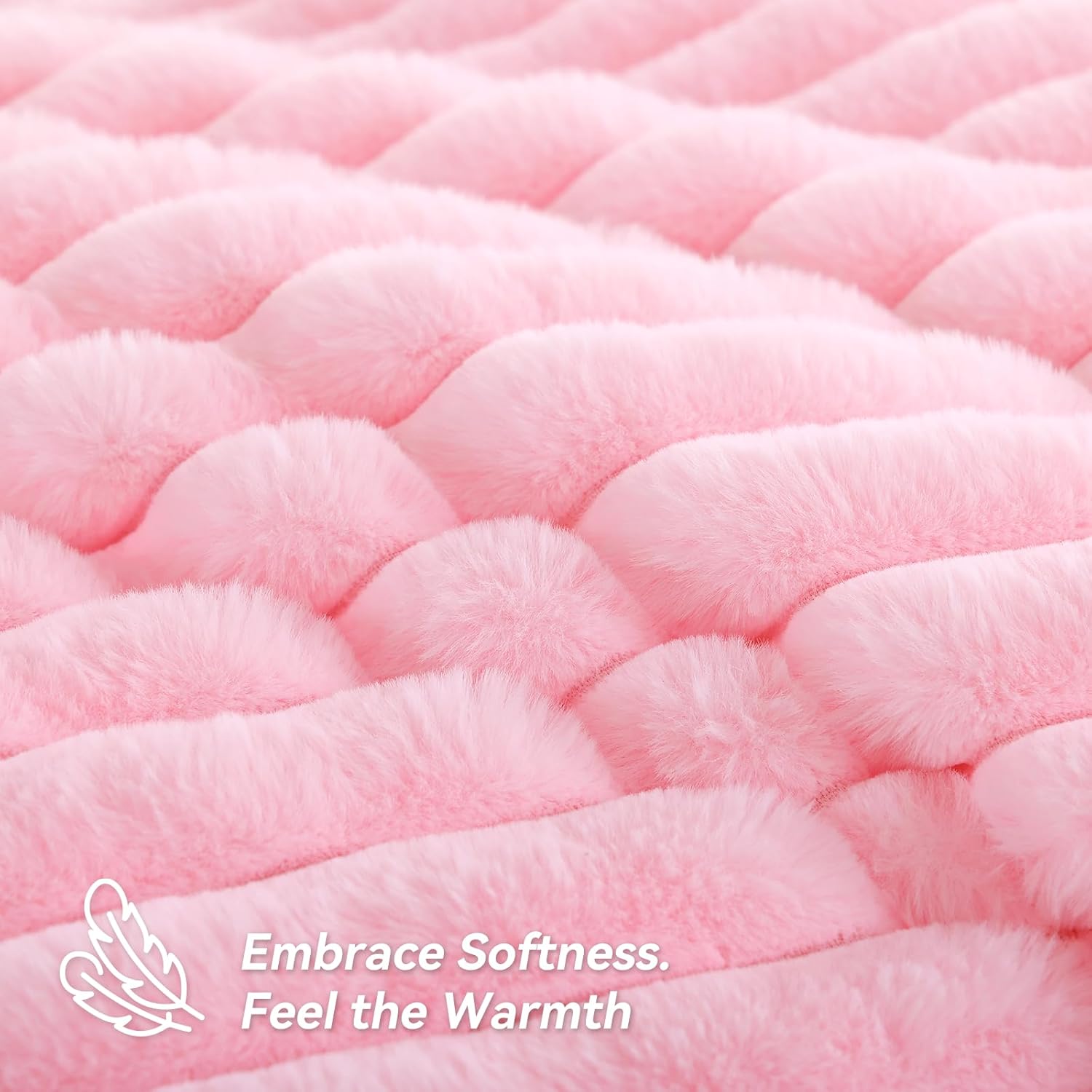 weigelia Queen Comforter Set 7 Piece Fluffy Fleece Bedding Set, Soft Pink Bed Set with Luxury Fuzzy Bed in a Bag, All Season Warm Bedding Sets with Comforter, Sheets, Pillowcases & Shams