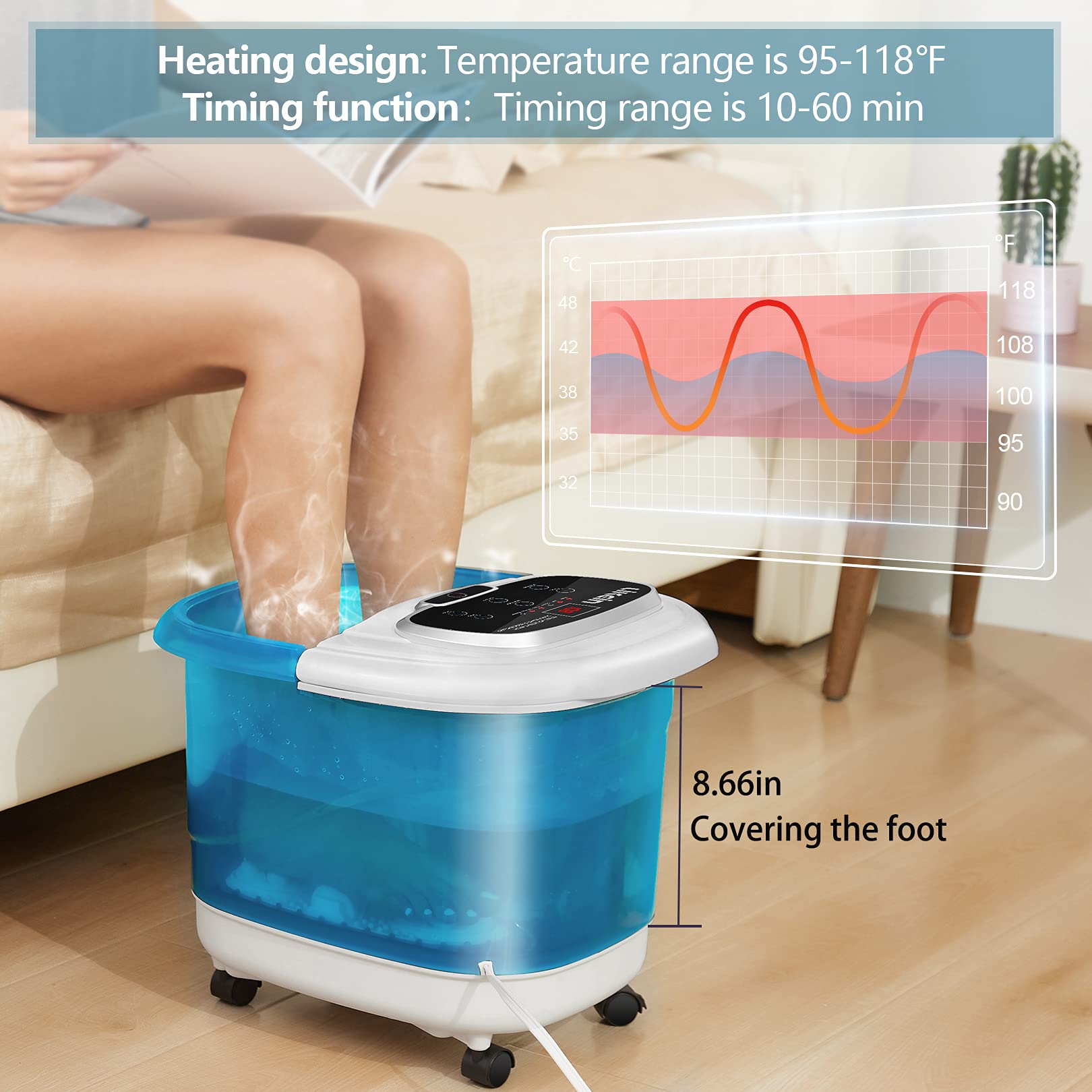 Foot Spa with Heat and Massage with Motorized Rollers, Foot Bath Spa
