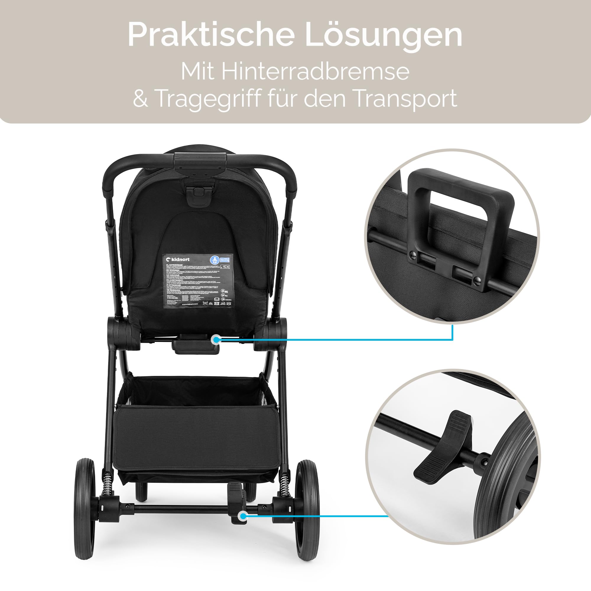 Älskar Buggy Kinderwagen wendbarer Sitz faltbar kompakt bis 22 kg UV-Schutzdach 5-Punkt-Gurt Regenverdeck Moskitonetz Schwarz