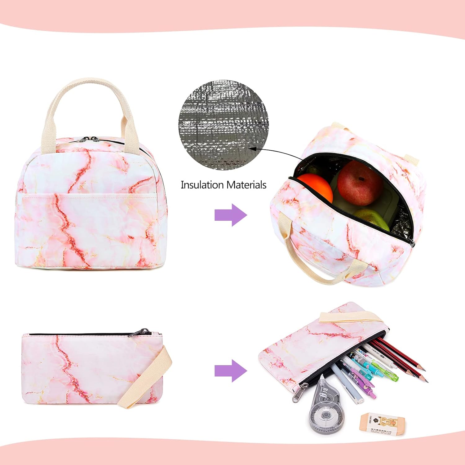 LEDAOU Backpack for Girls School Bag Kids Bookbag Teen Backpack Set Daypack with Lunch Bag and Pencil Case | Kids, Bookbag, Daypack, with Lunch Bag, and Pencil Case - Image 8