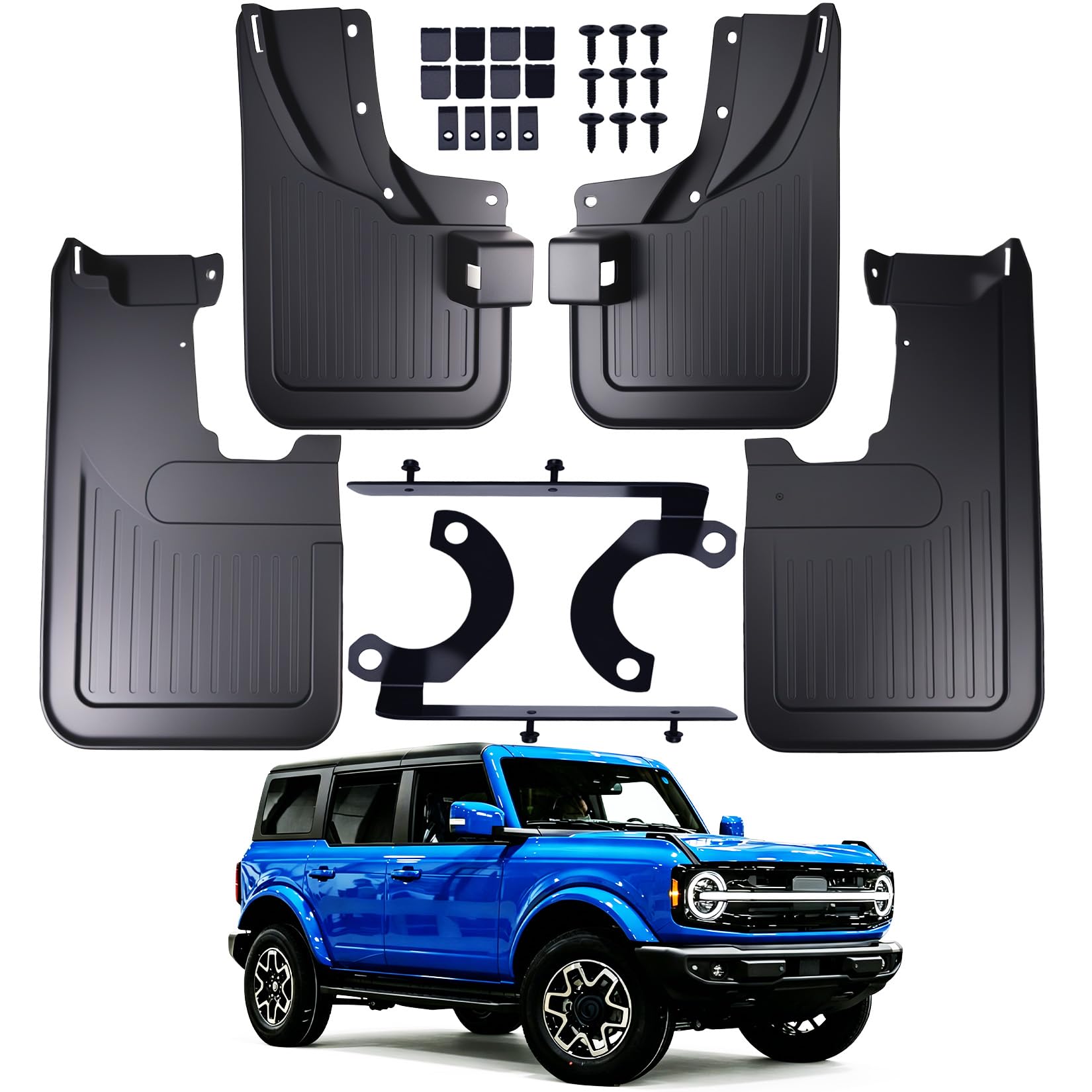 Photo 1 of LFWRDZ Mud Flaps for 2021-2026 Ford Bronco 2 Door 4 Door,No Drill Splash Guards Front and Rear for Bronco Accessories,Heavy Duty Molded Mudguards with Hardware,4Pcs(Not for Bronco Sport)