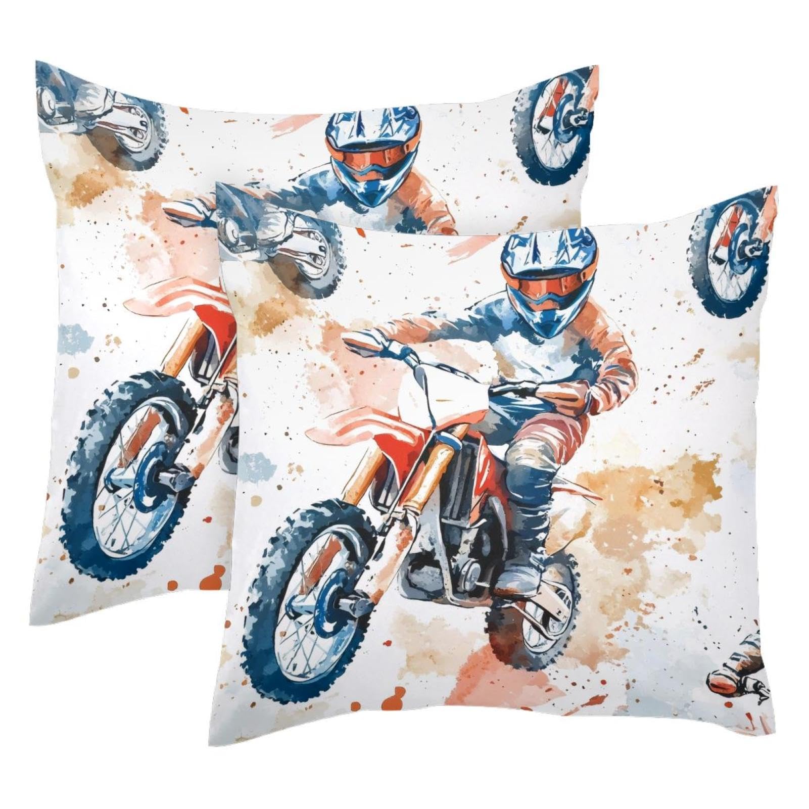 Housse de coussin motocross salon velours déco chambre ado