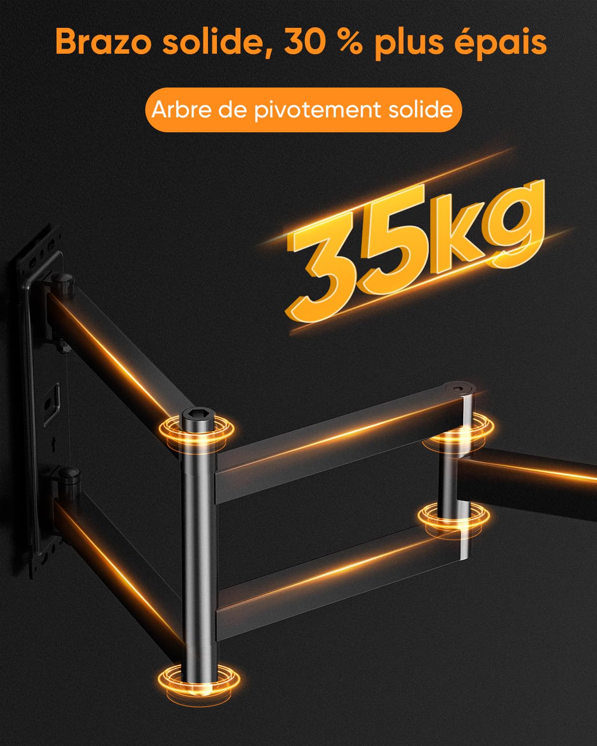 FORGING MOUNT Support Mural TV à Longue portée Support TV d'angle pour TV de 26 à 65 Pouces, Bras Extensible de 1035 mm avec Fixation Murale TV Paysage ou Portrait, VESA Max 400x400mm, jusqu'à 35kg