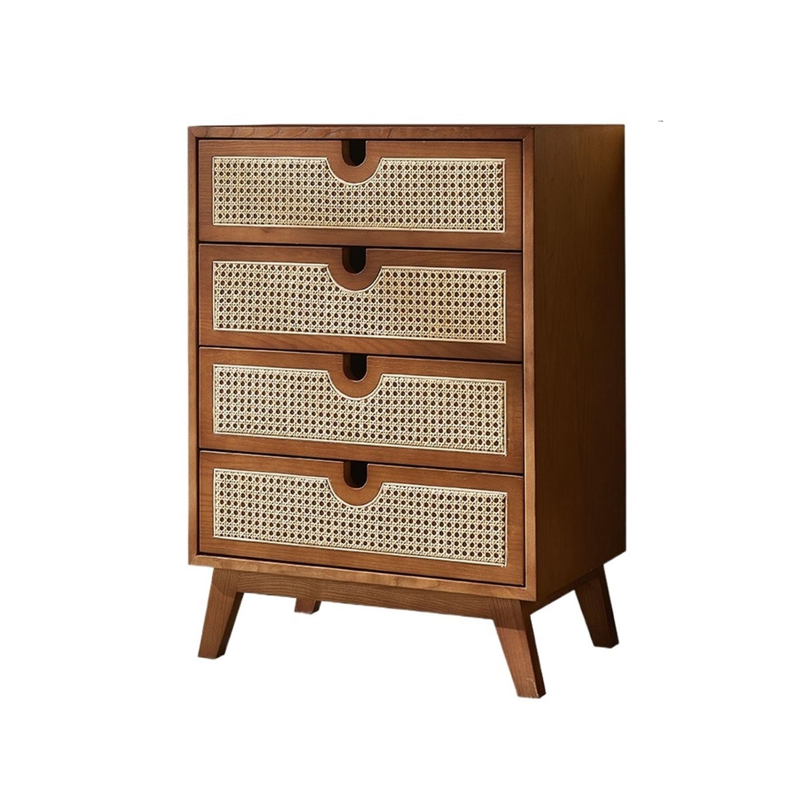 Dh2yjnbf3 Bedroom Rattan Dressers Chest of Drawers, Dresser with 4, Modern Drawer Storage Cabinet for Bedroom Closet Hallway Entryway Storage Organizer(Walnut colour)