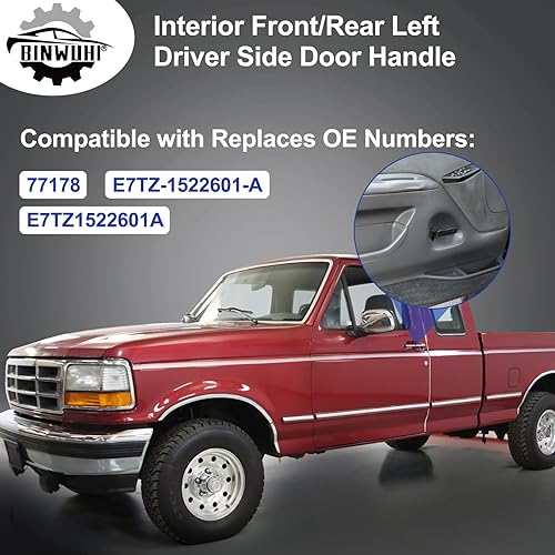 Miniatura 6 de Manija de puerta lateral del conductor delantera trasera izquierda interior de metal compatible con los siguientes modelos 1987-1996 Ford Bronco