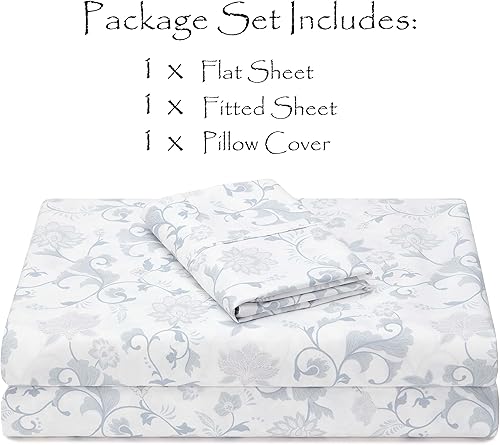 Miniatura 3 de Chanasya Juego de sábanas individuales de 4 piezas con estampado floral de alta calidad, 1 sábana encimera, 1 sábana bajera y 1 funda de almohada,