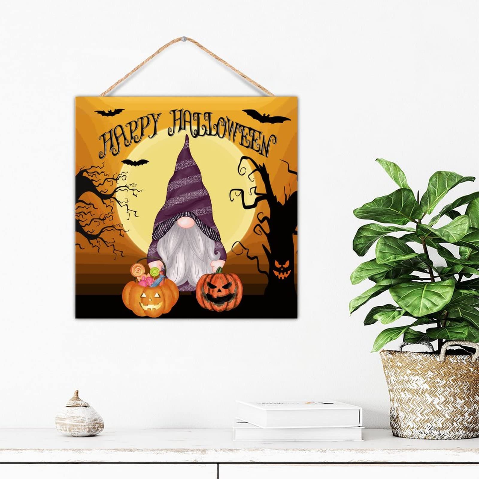 Dynia Halloween Drewniana tablica Halloween Party Decor Znak drewna Dom wiejski Rustykalne drewniane znaki dekoracyjne do łazienki Kuchnia Wystrój żłobka Parapetówka Prezenty 12x12in