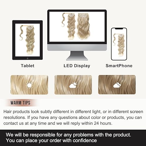 Vista 7 de FLUFYMOOZ Juego de 4 extensiones de cola de caballo media arriba y media plumón, extensiones de cabello sintético suave para mujer, extensiones