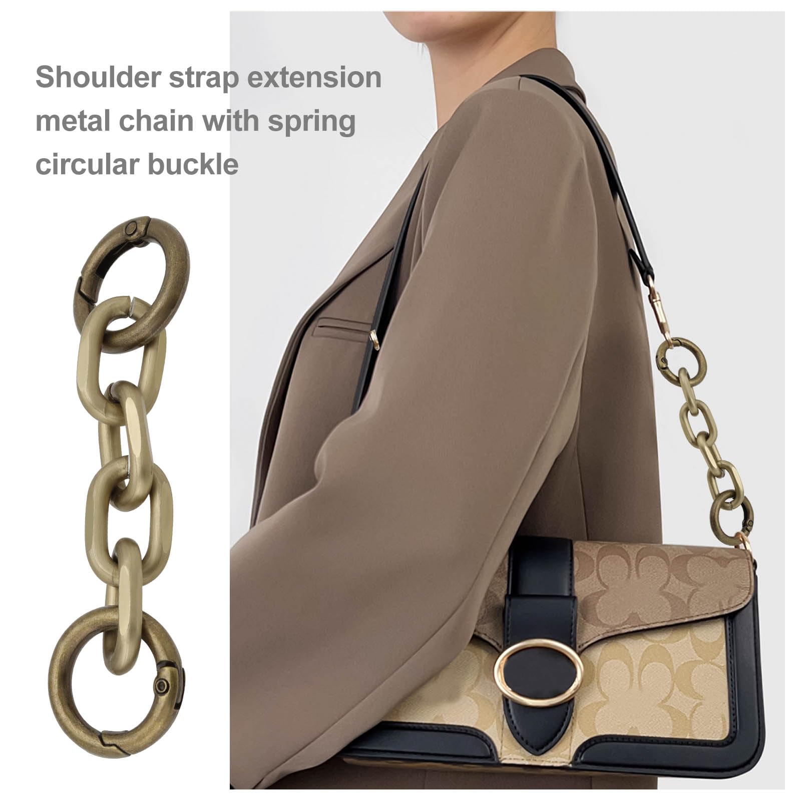 The Lord of the Tools 2pcs Bag Extender Chain with Spring Buckle Rings Aluminum Alloy Strap Extender 9.7cm Chain Extender for Handbags Shoulder Bags Bronze - Image 3