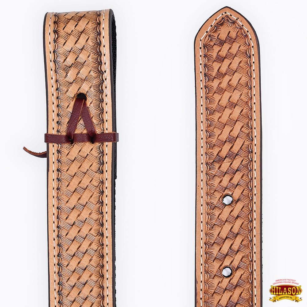 HILASON Western Leather Horse Saddle Back Billets with Basket Weave Tooled