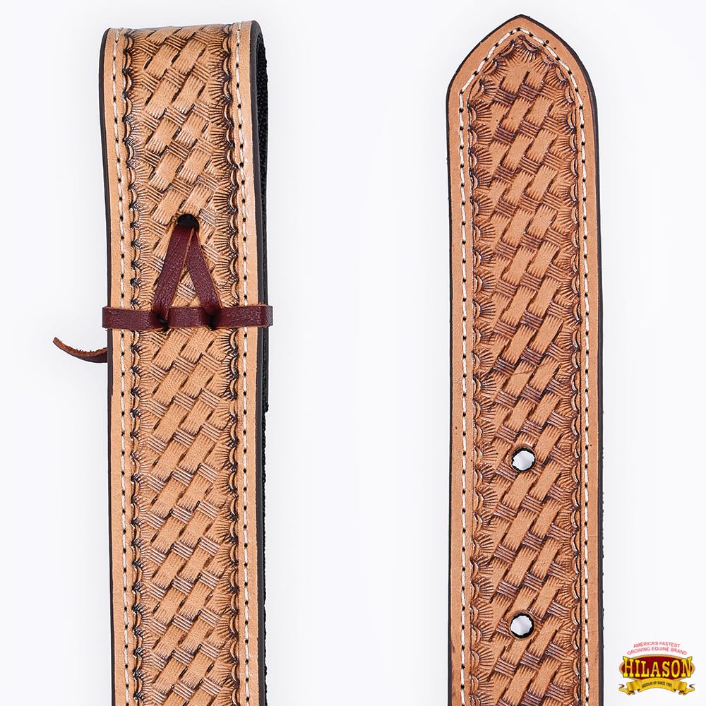 HILASON Western - Sella per cavallo in pelle billette con cestino intrecciato
